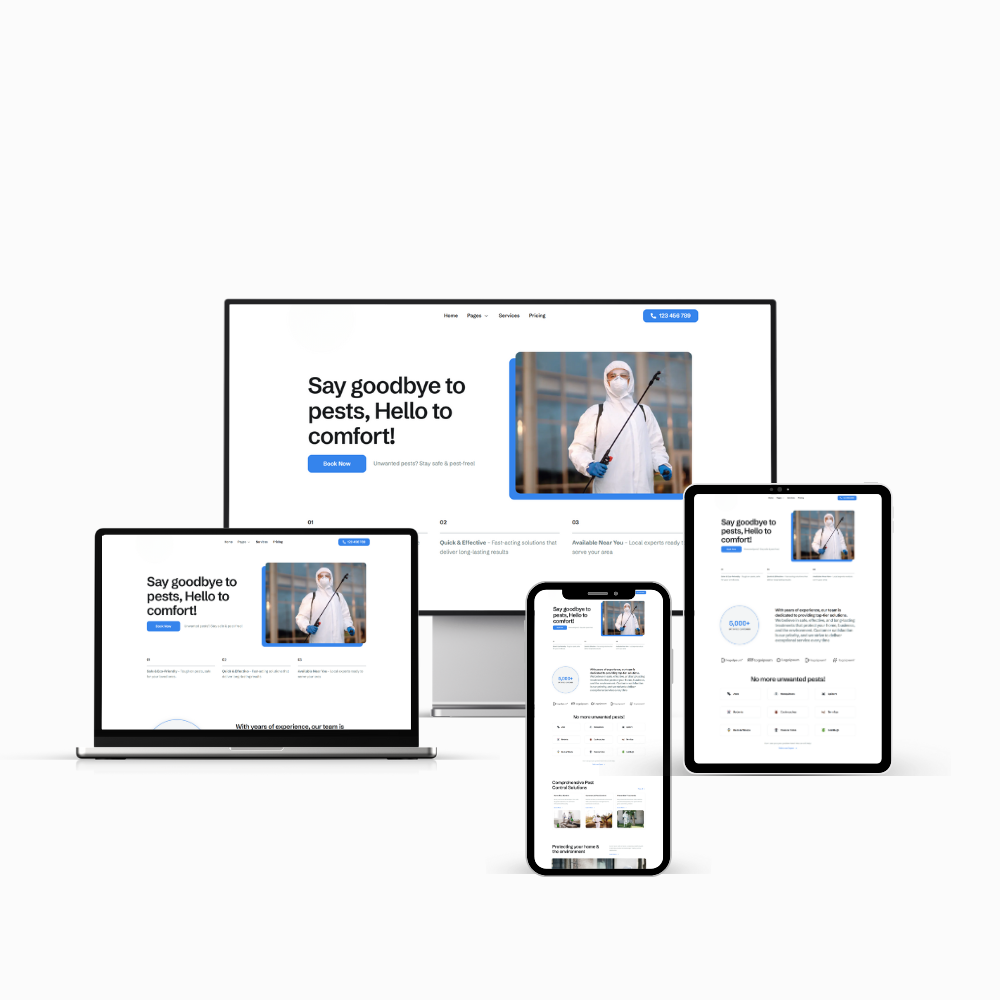 Example of a pest control web design company-Example of a pest control web design agency level project