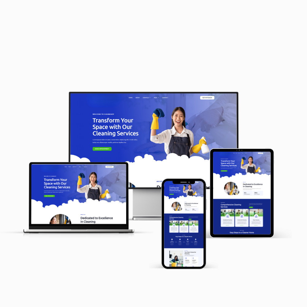 Example of a cleaning company web design company-Example of a cleaning company web design agency level project