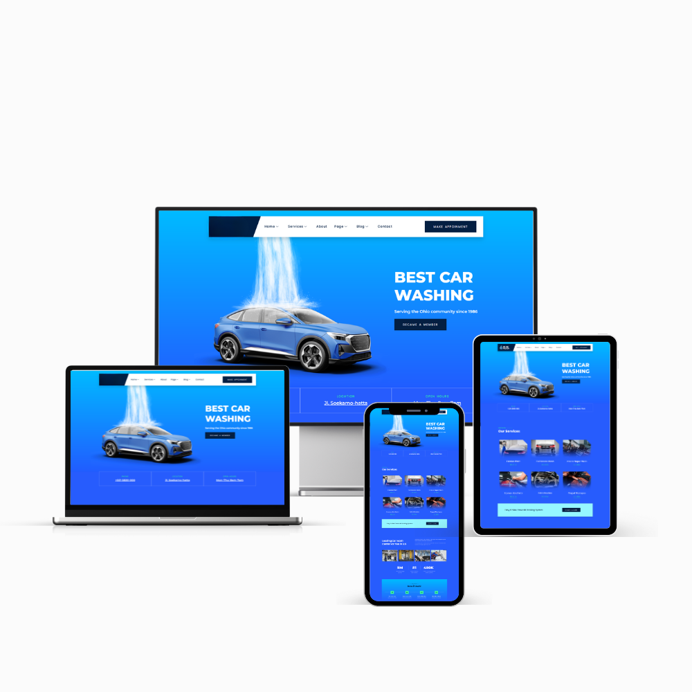 Example of a car wash web design company or car wash web design agency level project
